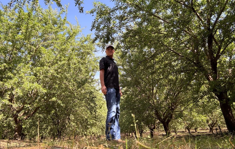 Jeff Thorning standing in an orchard
